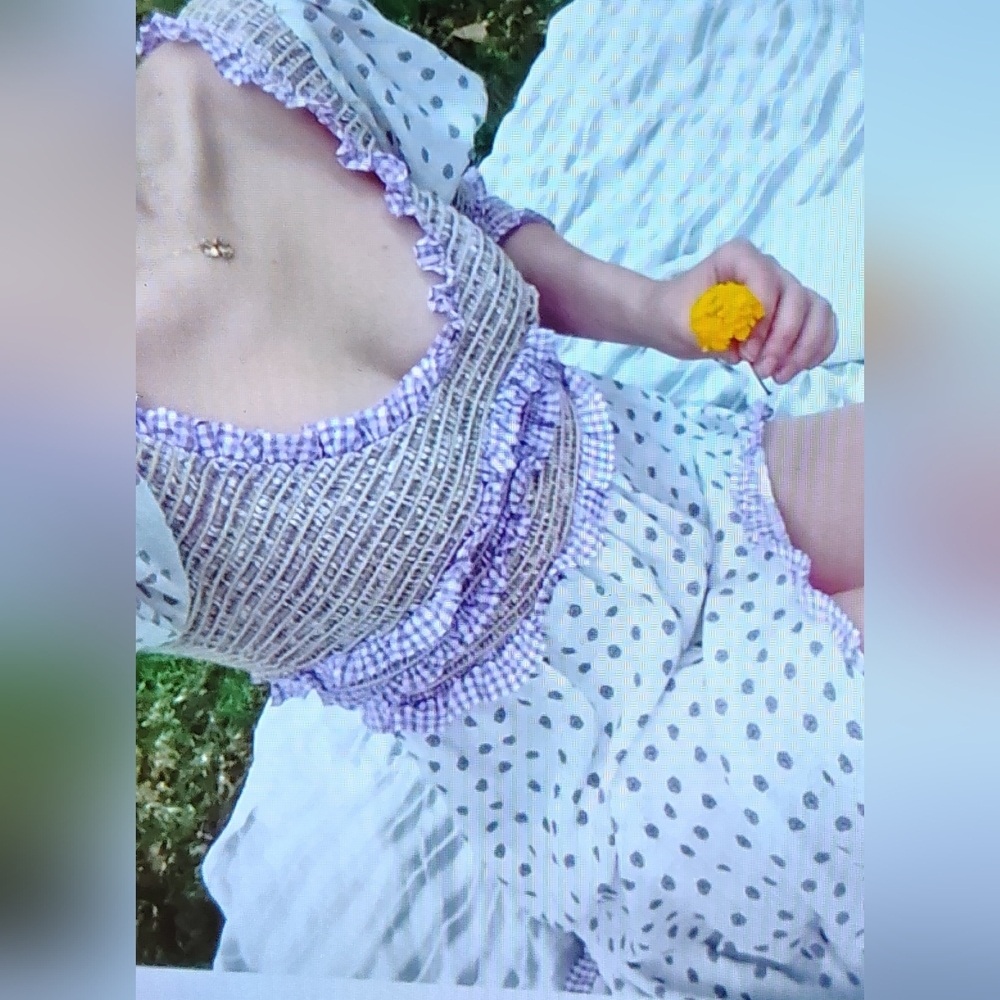NWT For Love and Lemons MilkMaid Dot Dress Sz M Purple $266 CottageCore